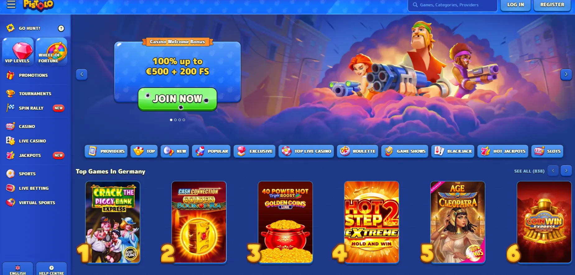Pistolo Casino Screen